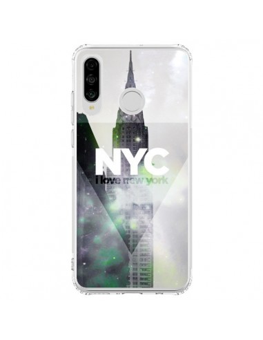 Coque Huawei P30 Lite I Love New York City Gris Violet Vert - Javier Martinez