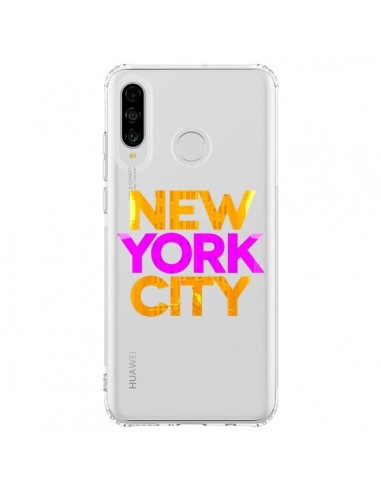 Coque Huawei P30 Lite New York City NYC Orange Rose Transparente - Javier Martinez