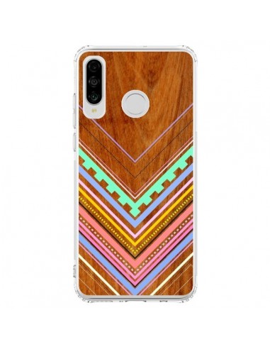 Coque Huawei P30 Lite Azteque Arbutus Pastel Bois Aztec Tribal - Jenny Mhairi