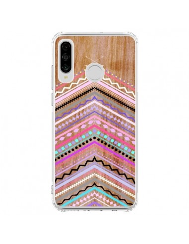 Coque Huawei P30 Lite Purple Chevron Wild Wood Bois Azteque Aztec Tribal - Jenny Mhairi