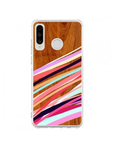 Coque Huawei P30 Lite Wooden Waves Coral Bois Azteque Aztec Tribal - Jenny Mhairi