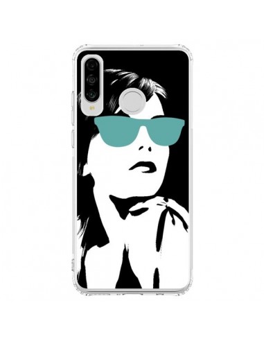 Coque Huawei P30 Lite Fille Lunettes Bleues - Jonathan Perez