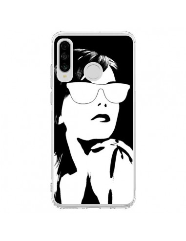 Coque Huawei P30 Lite Fille Lunettes Blanches - Jonathan Perez