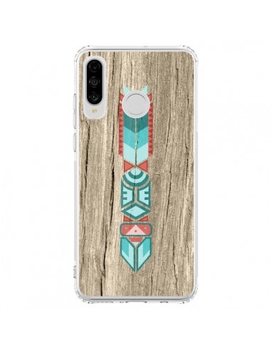 Coque Huawei P30 Lite Totem Tribal Azteque Bois Wood - Jonathan Perez