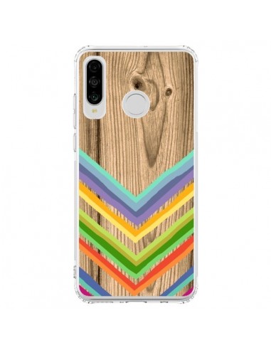 Coque Huawei P30 Lite Tribal Azteque Bois Wood - Jonathan Perez