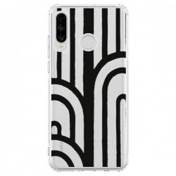 Coque Huawei P30 Lite Geometric Noir Transparente -...