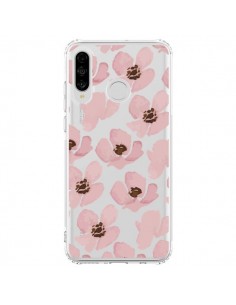 Coque Huawei P30 Lite Fleurs Roses Flower Transparente -...