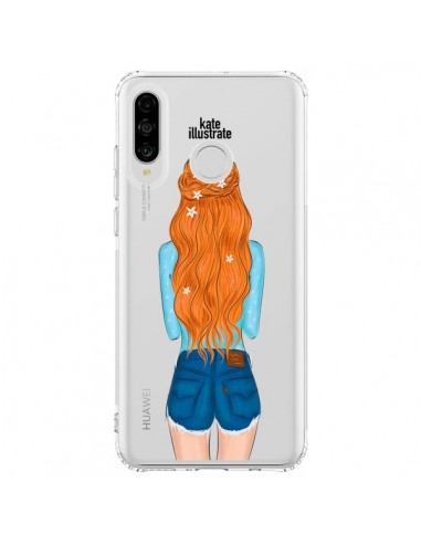 Coque Huawei P30 Lite Red Hair Don't Care Rousse Transparente - kateillustrate