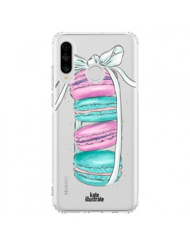 Coque Huawei P30 Lite Macarons Pink Mint Rose Transparente - kateillustrate