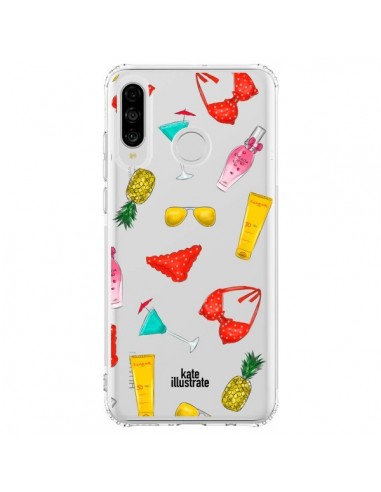 Coque Huawei P30 Lite Summer Essentials Ete Essentiel Transparente - kateillustrate