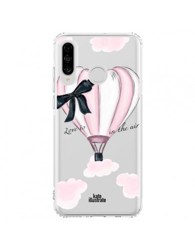 Coque Huawei P30 Lite Love is in the Air Love Montgolfier Transparente - kateillustrate