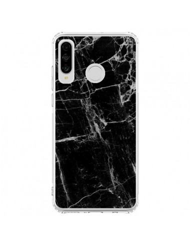 Coque Huawei P30 Lite Marbre Marble Noir Black - Laetitia