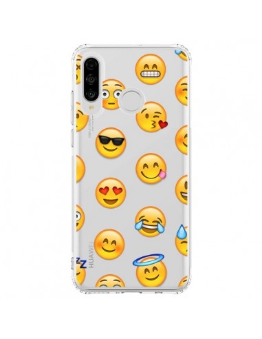 Coque Huawei P30 Lite Smiley Emoticone Emoji Transparente - Laetitia