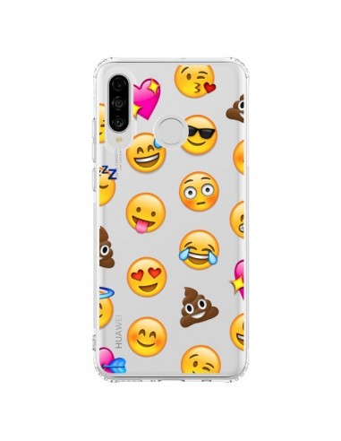 Coque Huawei P30 Lite Emoticone Emoji Transparente - Laetitia