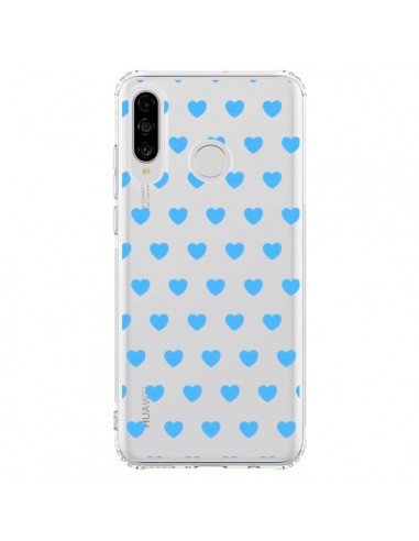 Coque Huawei P30 Lite Coeur Heart Love Amour Bleu Transparente - Laetitia