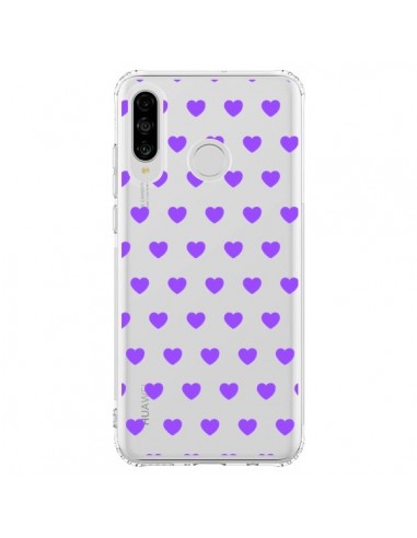 Coque Huawei P30 Lite Coeur Heart Love Amour Violet Transparente - Laetitia