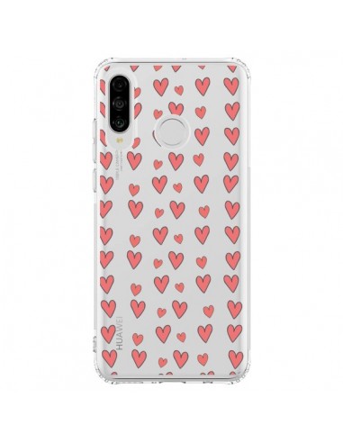 Coque Huawei P30 Lite Coeurs Heart Love Amour Rouge Transparente - Petit Griffin