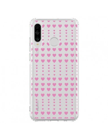 Coque Huawei P30 Lite Coeurs Heart Love Amour Rose Transparente - Petit Griffin