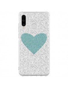 Coque Huawei P30 Lite Coeur Bleu Vert Argent Love - Mary...