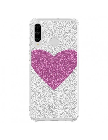 Coque Huawei P30 Lite Coeur Rose Argent Love - Mary Nesrala