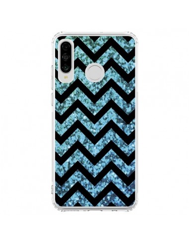 Coque Huawei P30 Lite Chevron Aqua Sparkle Triangle Azteque - Mary Nesrala