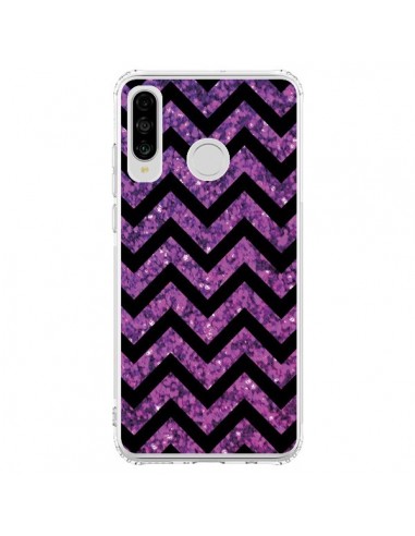 Coque Huawei P30 Lite Chevron Purple Sparkle Triangle Azteque - Mary Nesrala