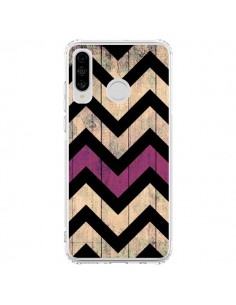 Coque Huawei P30 Lite Chevron Vintage Bois Wood - Mary...