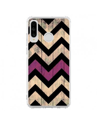 Coque Huawei P30 Lite Chevron Vintage Bois Wood - Mary Nesrala