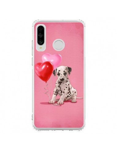 Coque Huawei P30 Lite Chien Dog Dalmatien Ballon Coeur - Maryline Cazenave