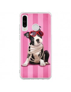 Coque Huawei P30 Lite Chien Dog Fashion Collier Perles...