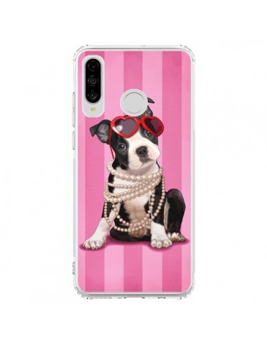 Coque Huawei P30 Lite Chien Dog Fashion Collier Perles Lunettes Coeur - Maryline Cazenave