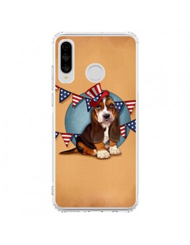 Coque Huawei P30 Lite Chien Dog USA Americain - Maryline Cazenave