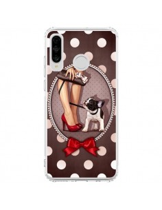Coque Huawei P30 Lite Lady Jambes Chien Dog Pois Noeud...