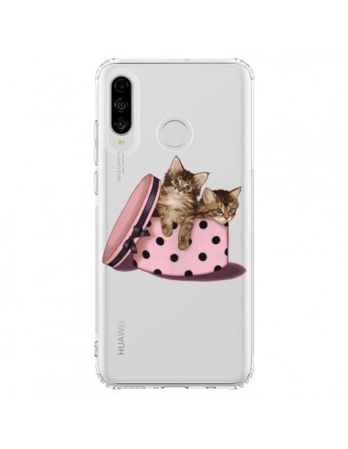 Coque Huawei P30 Lite Chaton Chat Kitten Boite Pois Transparente - Maryline Cazenave