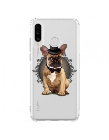 Coque Huawei P30 Lite Chien Bulldog Noeud Papillon Chapeau Transparente - Maryline Cazenave