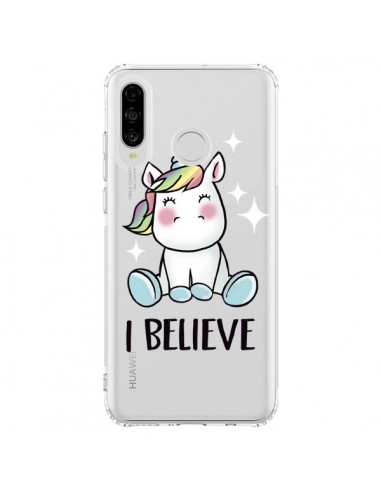 Coque Huawei P30 Lite Licorne I Believe Transparente - Maryline Cazenave