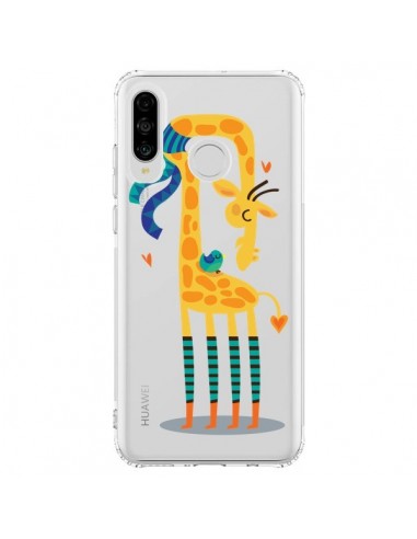 Coque Huawei P30 Lite L'oiseau et la Girafe Amour Love Transparente - Maria Jose Da Luz